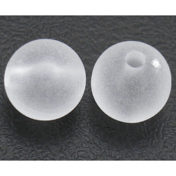 Transparent Acrylic Beads, Round, Frosted, White, about 5mm in diameter, hole: 1mm, about 700pcs/50g(X-PL722)