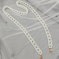 Plastic Imitation Pearl Beads Bag Chain Shoulder, with Metal Buckles, for Bag Straps Replacement Accessories, Wheat, 100cm(PURS-PW0001-301C-02)