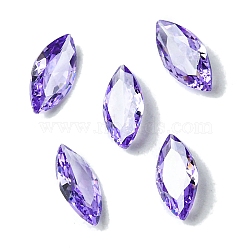 Cubic Zirconia Cabochons, Point Back, Horse Eye, Slate Blue, 12x6x3mm(ZIRC-P116-02B-11)