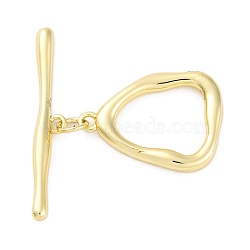 Brass Toggle Clasps, Triangle, Real 14K Gold Plated, 29x32x3mm, Hole: 1.6mm(KK-Z084-06G)