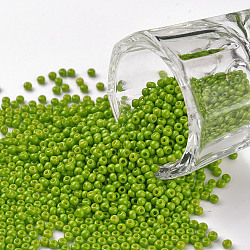 11/0 Grade A Round Glass Seed Beads, Baking Paint, Yellow Green, 2.3x1.5mm, Hole: 1mm, about 48500pcs/pound(SEED-N001-A-1025)