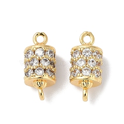 Brass with Cubic Zirconia Connector Charms, Real 18K Gold Plated, 15.5x7x7mm, Hole: 1.4mm(KK-Q030-09G)