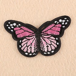 Computerized Embroidery Cloth Iron on/Sew on Patches, Costume Accessories, Appliques, Butterfly, Hot Pink, 46x78mm(DIY-F038-A12)