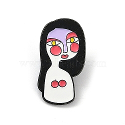 Abstract Lady Enamel Pins, Alloy Brooch for Backpack Clothes, Black, 30x16mm(JEWB-R001-02EB-04)