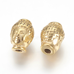 316 Surgical Stainless Steel Beads, Buddha Head, Golden, 10x13x9mm, Hole: 2mm(STAS-F195-083G)