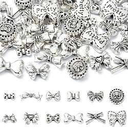 60Pcs 12 Styles Tibetan Style Alloy Beads, Bowknot, 7~10.5x8~14.5x4mm, Hole: 1.6~1.8mm, 5pcs/style(FIND-CJ0002-28A)