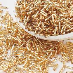 Glass Twist Bugles Seed Beads, Goldenrod, about 6mm long, 1.8mm in diameter, hole: 0.6mm, about 10000pcs/bag. Sold per package of one pound(TTSDB6MM22)