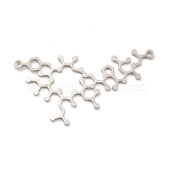 Non-Tarnish 201 Stainless Steel Pendants, Molecular Structure Charms, Stainless Steel Color, 25.5x42x1mm, Hole: 1mm(STAS-E175-09P)