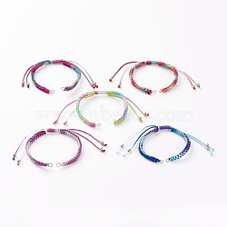Adjustable Nylon Cord Braided Bracelet Making, with 304 Stainless Steel Jump Rings, Golden, Mixed Color, 5-3/4~11-1/4 inch(14.5~28cm)(AJEW-JB00877)