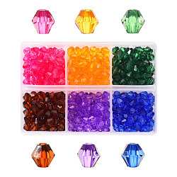 Transparent Acrylic Beads, Bicone, Mixed Color, 6x5.5mm, Hole: 2mm, 360pcs/box(TACR-YW0001-6MM-03)
