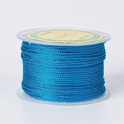 Round Polyester Cords, Milan Cords/Twisted Cords, Dodger Blue, 1.5~2mm, 50yards/roll(150 feet/roll)(OCOR-P005-07)