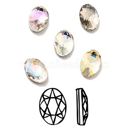 K9 Glass Rhinestone Cabochons, Flat Back & Back Plated, Faceted, Oval, Mixed Color, 6x4x2mm(RGLA-F067-A)