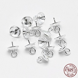 Rhodium Plated 925 Sterling Silver Pendant Bails, For Half Drilled Beads, Platinum, 6.5x5mm, Hole: 1mm, Pin: 0.5mm(STER-E050-08P)