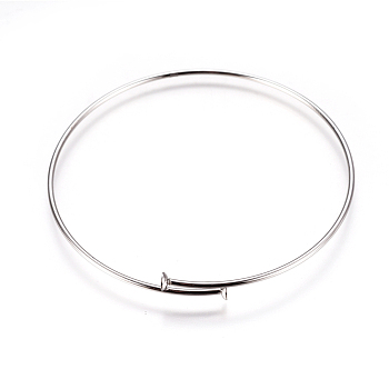 Adjustable 304 Stainless Steel Bangle Making, Blank Bangle Base, Stainless Steel Color, 2-1/2 inch(6.5cm), 1.5mm, Tray: 4mm