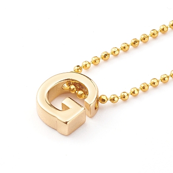Brass Initial Pendant Necklaces, with Ball Chains, Golden, Letter.G, 16.14 inch(41cm)