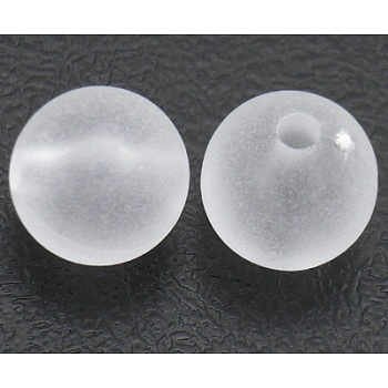 Transparent Acrylic Beads, Round, Frosted, White, about 5mm in diameter, hole: 1mm, about 700pcs/50g
