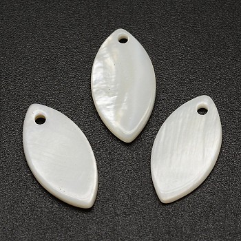 Horse Eye Freshwater Shell Pendants, Creamy White, 18x9x2mm, Hole: 1mm
