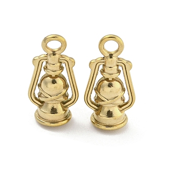 Ion Plating(IP) 304 Stainless Steel Pendants, Oil Lamp Charm, Real 18K Gold Plated, 16.5x8x6mm, Hole: 2mm