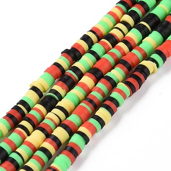 Handmade Polymer Clay Beads Strands, for DIY Jewelry Crafts Supplies, Heishi Beads, Disc/Flat Round, Light Green, 3x0.6~1.2mm, Hole: 1.6~1.8mm, about 412pcs/strand, 15.94 inch(40.5cm)