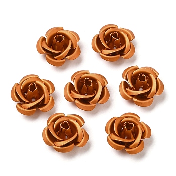 Aluminum Beads, Oxidation, Rose, Chocolate, 15x15x9mm, Hole: 1.4mm