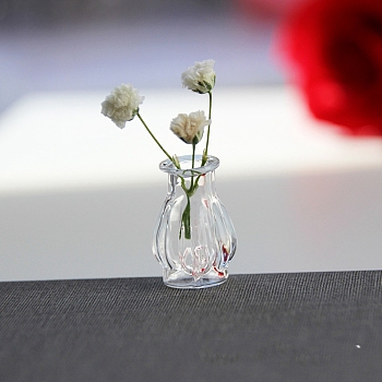 Glass Vase Ornaments, Micro Landscape Home Dollhouse Accessories, Pretending Prop Decorations, Clear, 22x18mm