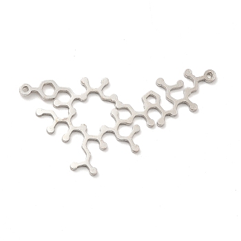 201 Stainless Steel Pendants, Molecular Structure Charms, Stainless Steel Color, 25.5x42x1mm, Hole: 1mm