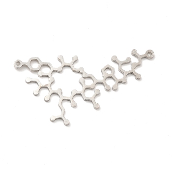 Non-Tarnish 201 Stainless Steel Pendants, Molecular Structure Charms, Stainless Steel Color, 25.5x42x1mm, Hole: 1mm