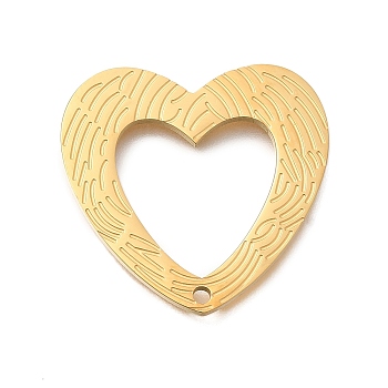 PVD Vacuum Plating 201 Stainless Steel Pendants, Heart Charm, Real 18K Gold Plated, 25x26x1.5mm, Hole: 1.5mm