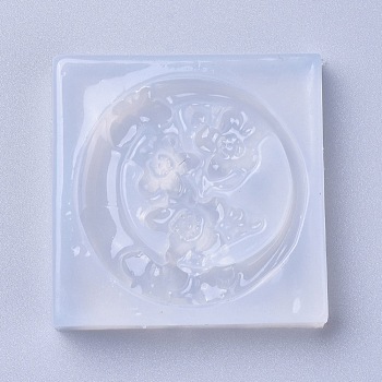 Silicone Molds, Resin Casting Molds, For UV Resin, Epoxy Resin Jewelry Making, Ring with Flower, White, 46x46x10mm, Inner Diameter: 39mm