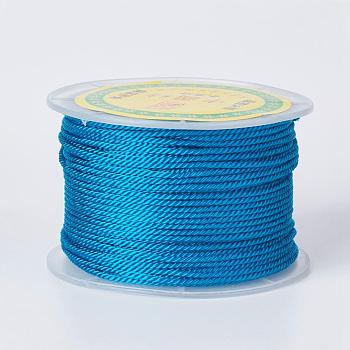 Round Polyester Cords, Milan Cords/Twisted Cords, Dodger Blue, 1.5~2mm, 50yards/roll(150 feet/roll)