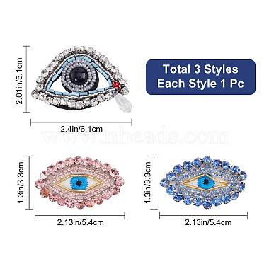 3Pcs 3 Styles Evil Eye Non-woven Fabrics Cloth Sew on Appliques(PATC-GF0001-03)-2