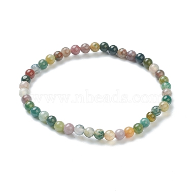 Natural Indian Agate Beaded Stretch Bracelets(BJEW-D446-A-46)-2