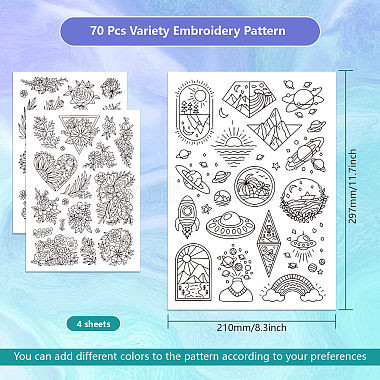 4 Sheets 11.6x8.2 Inch Stick and Stitch Embroidery Patterns(DIY-WH0455-025)-2