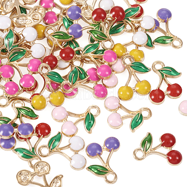 Light Gold Mixed Color Fruit Alloy+Enamel Charms