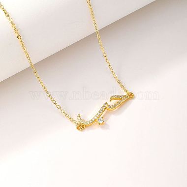 Cubic Zirconia Wave Pendant Necklace with Golden Brass Chains(RP3424-2)-4