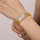 304 Stainless Steel Mesh Chain Bracelet with Cubic Zirconia Rectangle Magnetic Clasps(BJEW-Q775-07G)-1
