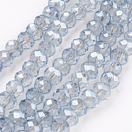Electroplate Glass Beads Strands, Pearl Luster Plated, Faceted, Rondelle, Light Blue, 6x4~5mm, Hole: 0.8~1mm, about 85~88pcs/strand, 16.1~16.5 inch(41~42cm)(X-GLAA-K027-PL-A02)