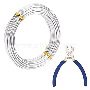 DIY Wire Wrapped Jewelry Kits, with Aluminum Wire and Iron Side-Cutting Pliers, Silver, 10 Gauge, 2.5mm, 10m/roll, 1roll/set(DIY-BC0011-81F-02)