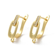 Hollow Oval Rack Plating Brass Micro Pave Cubic Zirconia Hoop Earrings Finding, Latch Back with Loops, Cadmium Free & Lead Free, Long-Lasting Plated, Golden, 17.5x6x11.5mm, Hole: 1.4mm(KK-E084-63G)