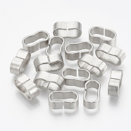 304 Stainless Steel Slide Charm, Rectangle Oval, Stainless Steel Color, 10.5x4.5x5mm, Hole: 4x8mm(STAS-T031-07)