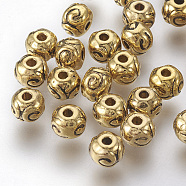 Tibetan Style Alloy Beads, Round, Lead Free & Nickel Free & Cadmium Free, Antique Golden, 5.5x4.5mm, Hole: 1mm(X-GLF5012Y-NF)