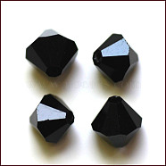 Imitation Austrian Crystal Beads, Grade AAA, Faceted, Bicone, Black, 6x6mm, Hole: 0.7~0.9mm(SWAR-F022-6x6mm-280)
