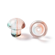 Transparent Glass Beads, Mushroom, Coral, 13.5x13.5mm, Hole: 1.6mm(GLAA-F117-08G)