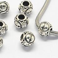 Alloy European Beads, Large Hole Rondelle Beads, with Constellation/Zodiac Sign, Antique Silver, Gemini, 10.5x9mm, Hole: 4.5mm(PALLOY-S082-03)