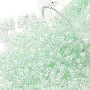 TOHO Round Seed Beads, Japanese Seed Beads, (1065) Mint Lined Crystal, 8/0, 3mm, Hole: 1mm, about 220pcs/10g(X-SEED-TR08-1065)