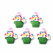 Spray Painted Resin Cabochons, Cake, Green, 27~28x24x7.5~9mm(X-CRES-Q215-005)