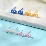 Hypoallergenic Bioceramics Zirconia Ceramic Stud Earrings, Number 8, No Fading and Nickel Free, Mixed Color, 7x4.5mm(EJEW-C065-03I)