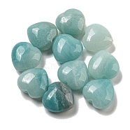 Natural Amazonite Beads, Half Drilled, Heart, 15.5x15.5x8mm, Hole: 1mm(G-P531-A01-01)