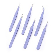 Stainless Steel Beading Tweezers Sets, Stainless Steel Color, Lilac, 11.7~12.5x0.9~1.05cm, Packaging Size: 13.7x12.6cm, 6pcs/set(TOOL-F006-11A)