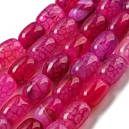 Natural Dragon Veins Agate Beads Strands, Dyed & Heated, Column, Deep Pink, 13.5x10~10.5mm, Hole: 1mm, about 28pcs/strand, 15.16''(38.5cm)(G-A223-D11-01F)